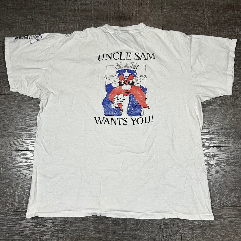Vintage Rush Yosemite Sam Uncle Sam Wants You T Shirt XL Oneita Power T - Picture 6 of 7